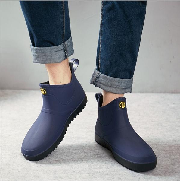 Мужские резиновые сапоги для дождя, нескользящие, водонепроницаемые, рабочие туфли из тонкого бархата из ПВХ