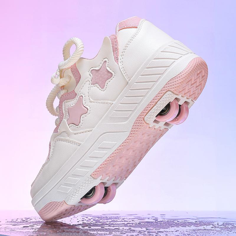 29-40 Детские четырехколесные спортивные ботинки Роликовые коньки Можно спрятать как плоские спортивные туфли Обувь для катания на коньках Спортивная обувь, Женские ботинки для катания на льду