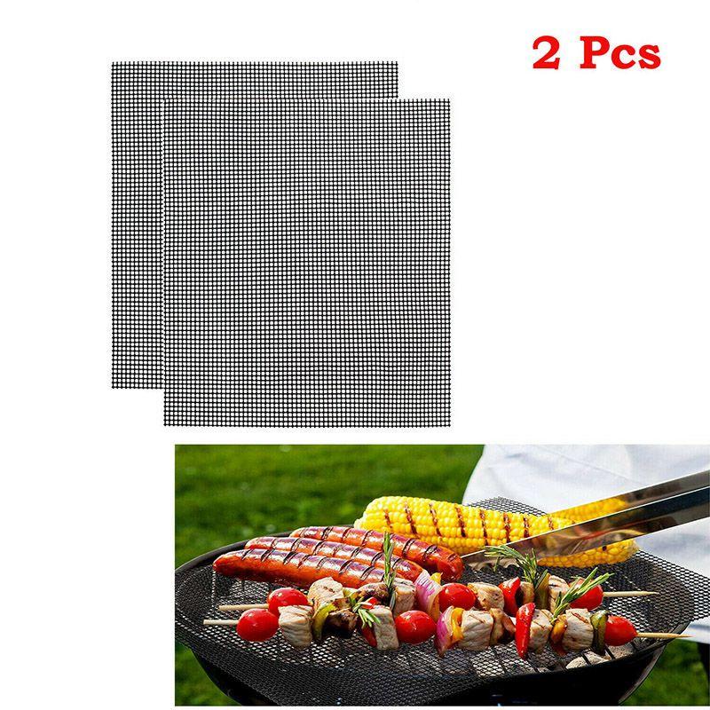 Высококачественный тефлоновый коврик для гриля с антипригарным покрытием, сетка для барбекю, 2 шт. для легкой готовки
