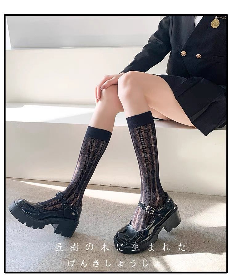 Lace Stockings, Stockings, Black Silk Sexy Suspenders, Women's Net Socks, Summer Thin White High Stockings, Knee Socks, Pantyhose.