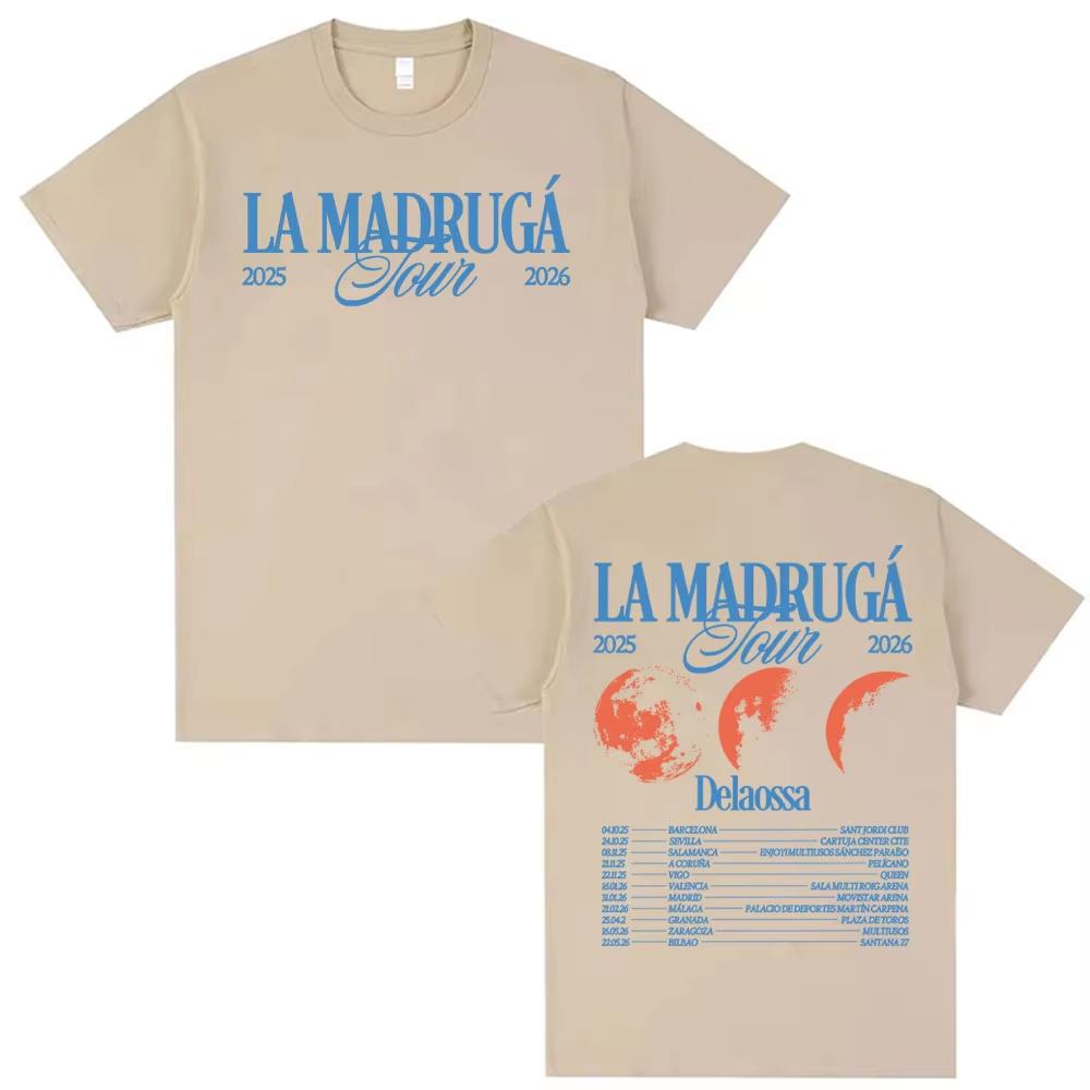 Rapper Delaossa La Madruga Tour 2026 T Shirt Men Clothing Harajuku Hip Hop Street Tshirts Casual pure Cotton Short Sleeve Top