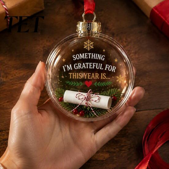 Xmas Tree Christmas Ball Clear Acrylic Fillable Ball, DIY Transparent Ornament for Shatterproof Hanging Tree, Holiday, Wedding, Party, Home Decoration