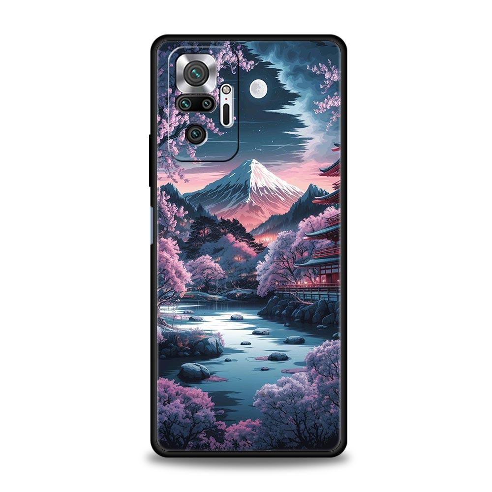 Pink Sunset Mountain Phone Case Cover for Redmi 14C 10C Note 15 14 13 12 10 11 K40 Pro Plus 5G Soft TPU Shockproof Shell Fundas