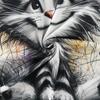 Футболка с круглым вырезом и принтом мохнатого кота, женская, весенне-летняя, с короткими рукавами, повседневная, легкая, в уличном стиле, персонализированная футболка