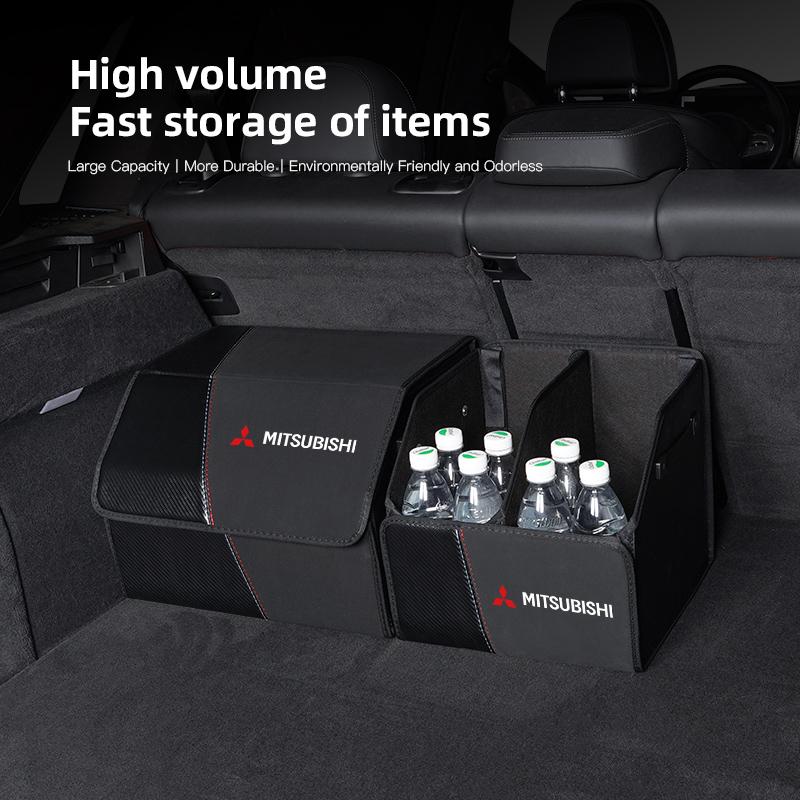 Car Leather Trunk Storage Box Foldable Portable Multiuse Trunk Bag For Mitsubishi Eclipse Lancer Outlander Colt I200 Ralliart Ex