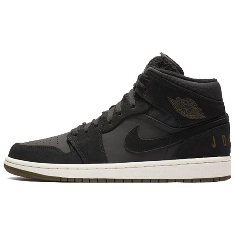 Jordan 1 Средний Черный Оливковый Холст BQ6579-001