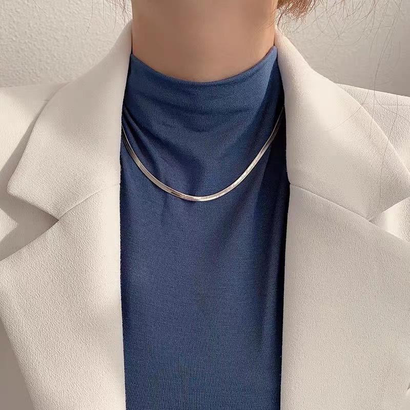 Ожерелье из стерлингового серебра 925 пробы на заказ, серебряная цепочка со змеиной костью, женская темпераментная цепочка на ключицу, простое колье, модные аксессуары