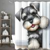 Cute Schnauzer Shower Curtain, Bathroom Decorative Shower Curtain, Waterproof Shower Curtain with Hooks