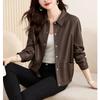 Fashionable and Versatile Genuine Leather Jacket for Women Short Spring and Autumn Sheepskin Motorcycle Lapel Leather Jacket for Women