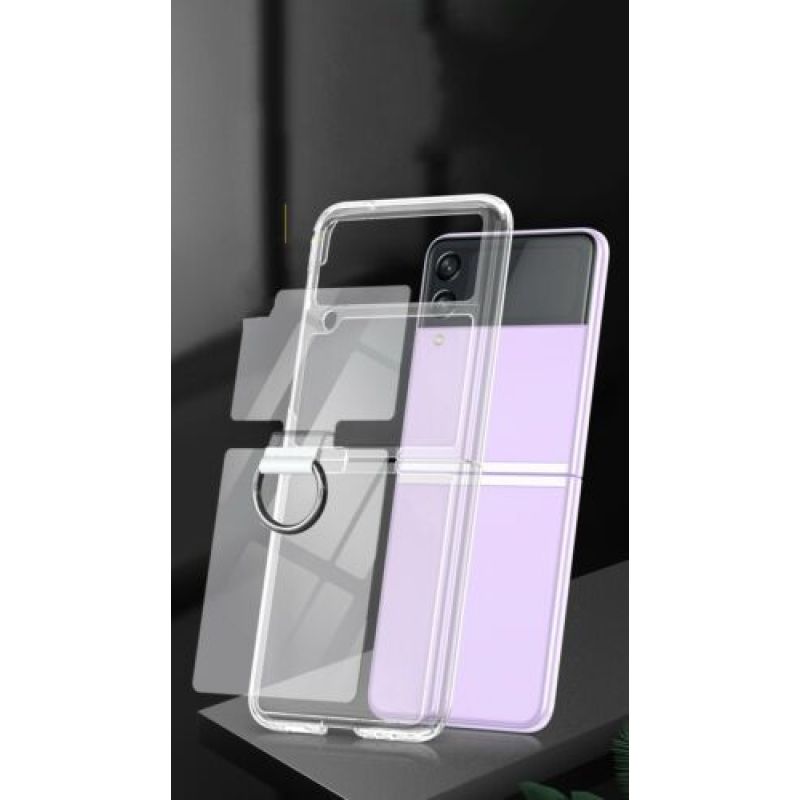 Transparent Protective Case with Metal Ring for Samsung Galaxy Z Flip3 5G