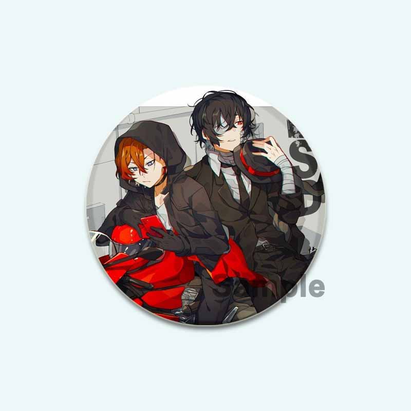 32/44/58 мм мультфильм бродячие собаки Банго HD печать брошь аниме значок вооруженное детективное агентство Дадзай Осаму круглая витрина броши булавка на лацкан ювелирные изделия