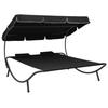 Outdoor Daybed - vidaXL - 313521 - Black - 2 Pillows - Large Canopy