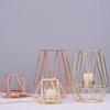 Gold Iron Candleholders Geometric Candlestick Tealight Votive Candle Cup Home Decoration