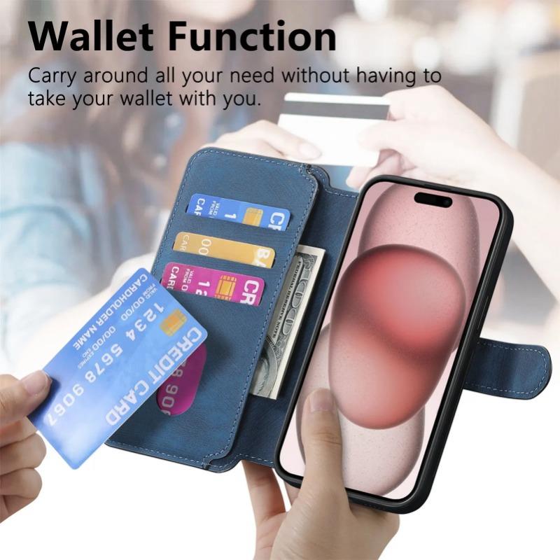 Для Magsafe Flip Leather Cover для iPhone 16 Pro Max 15 Plus 14Pro 13 12 11 Pro Max Съемный магнитный чехол-кошелек с держателем для карт
