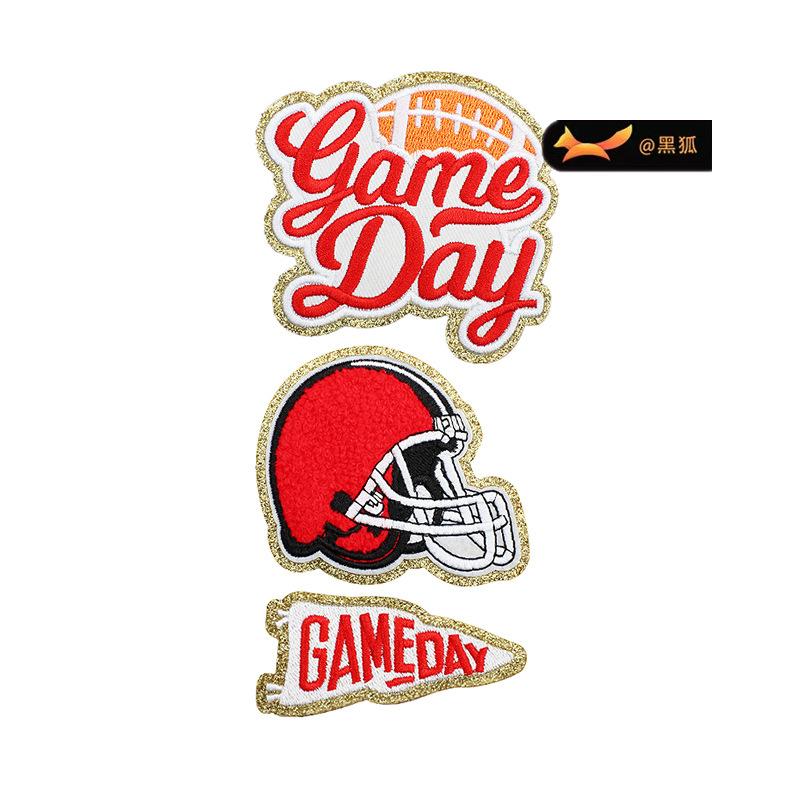 Black Fox Glitter Powder Football Chenier Embroidery Cloth Sticker Baseball Uniform Decoration Diy Patch