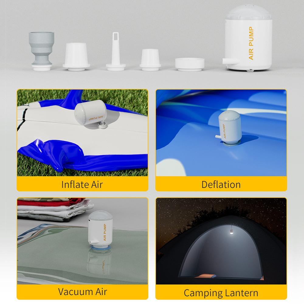 Air Equip Compressor Portable Tiny Pump For Camping Bed Illumination With LED Lantern 3.5Kpa Quick Inflate Deflate For Outdoor