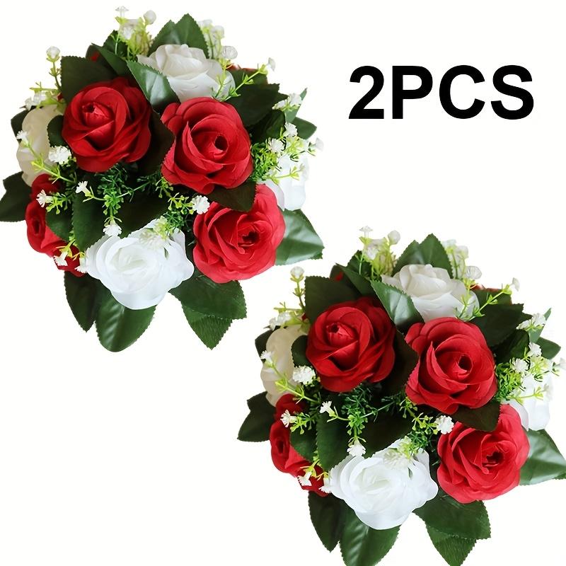 2Pcs Artificial Flower Wreath, New Year Decoration, Wedding Scene Props, Floral Arrangement Ornament, Table Party Home Decor, Fake Flowers, Hotel