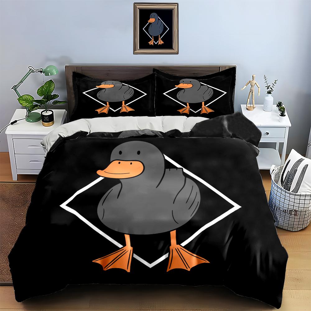 Duck geometric motif Bedding Duvet cover sets Duvet covers Pillowcases gifts (1 * Duvet Cover 2 * Pillowcases, without duvet insert)