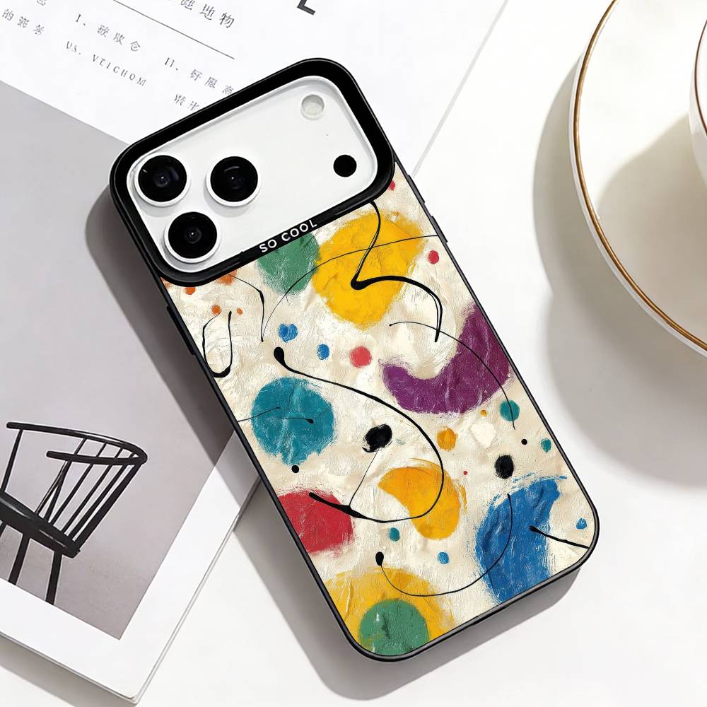Модный Абстрактный Чехол для Телефона Для iPhone17,16,15,14,13,12,Pro Max Черный Цветной Чехол для Телефона