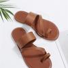 Плоские тапочки женские новые однотонные с круглым носком верхняя одежда повседневные сандалии большого размера