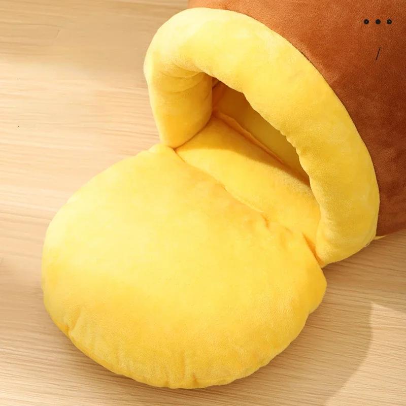Плюшевая кровать для домашних кошек Маленькая корзина Товар для питомцев Банка Медовый коврик для кошки Форма кошки Подушка для питомцев Аксессуары Четыре сезона