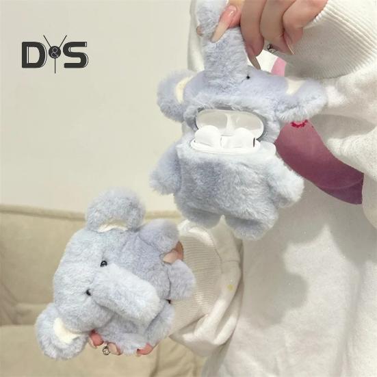 Мягкий синий чехол для наушников с изображением слона для Airpods, 3D-чехол для наушников с изображением животных из мультфильма для женщин и девочек