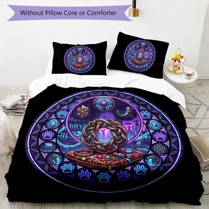Mystic Symbols Knotwork Pattern Bedding,Quilt Set Quilt Cover Pillowcase Home Birthday Gift (1 * duvet cover + 2 * pillowcase, without core)