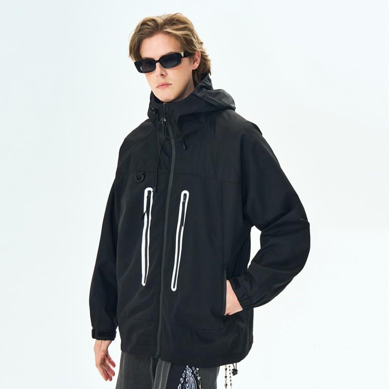 Mens Lightweight Hooded Outdoor Jacket Windproof Waterproof Breathable Casual Sport Coat Fall Hiking Running Travel