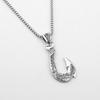 Men's Retro Distressed Titanium Fish Hook Pendant Necklace