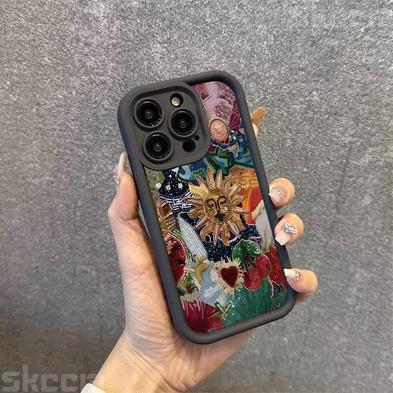 Силиконовый чехол для телефона в ретро-стиле с изображением лица, солнца и звезд для iPhone 16 15 14 13 12 11 Pro Max 16E 7 8 Plus X XS XR Противоударная мягкая накладка