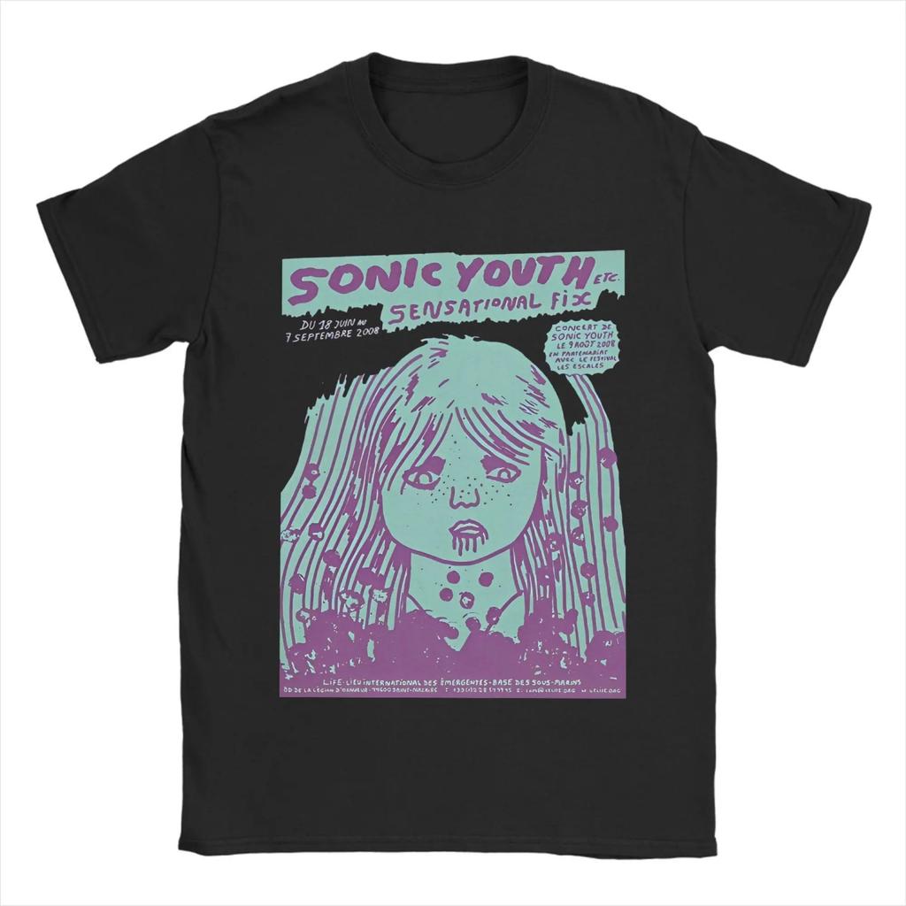 2025 Sonic Youth Рок-группа Мужские Футболки 100% Хлопок Винтажные Футболки С Круглым Вырезом Футболки С Коротким Рукавом Летняя Одежда