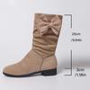 Women's Natural Suede Western Boots Thick Pointed Short Boots Vintage Pleated Fashion Boots Women's Autumn