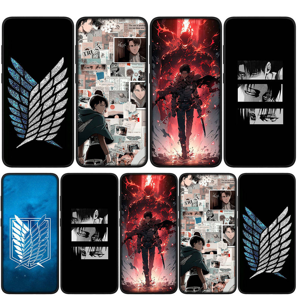 Чехол для iPhone 15 14 Xiaomi Redmi Note 13 12 11 Pro Max X 8 7 9 XR Samsung Galaxy S24 S23 OPPO S9 Huawei Аниме Levi Eren Jaeger Атака титанов Чехол