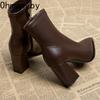 Autumn Winter Pointed Toe Women Thick Heel Ankle Boots Street Style Banquet Party Short Botas Mujer