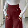 Женские двубортные брюки с высокой талией, широкие, однотонные, утягивающие, прямые брюки с драпировкой