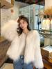 2024 осень-зима новая шуба из искусственного меха енота женская короткая с длинными рукавами зашифрованная утолщенная шуба из лисы