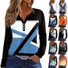 Women's T Shirt Tee Print Button Long Sleeve Raglan Sleeve Daily Weekend Fashion Basic V Neck Regular Top