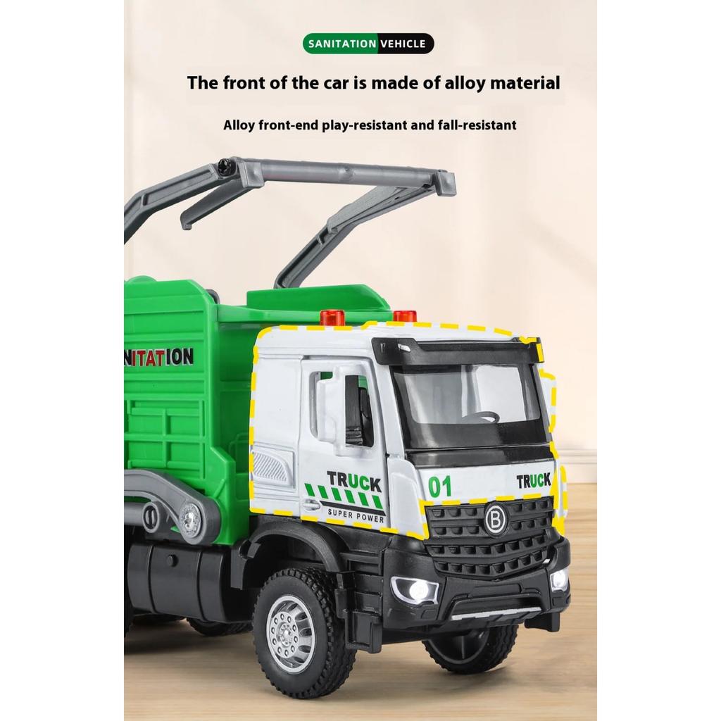 1/35 Мусоровоз для городской санитарии Сплавная машина Литая металлическая модель Детские инженерные игрушки Подарок на день рождения для детей