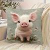 2D Embroidered Cute Piglet Pillow Cover Adorable Baby Pig Print Soft Cushion Case For Sofa Couch Farm Animal Lover Home Decor