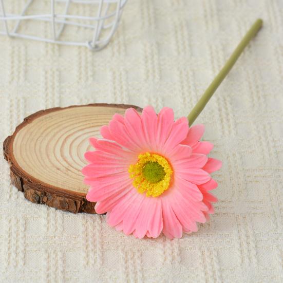 Artificial Gerbera Jamesonii with Stem Realistic Fake Silk Flower Home Office Table Centerpiece Faux Flower Branch Floral Arrangement Decoration
