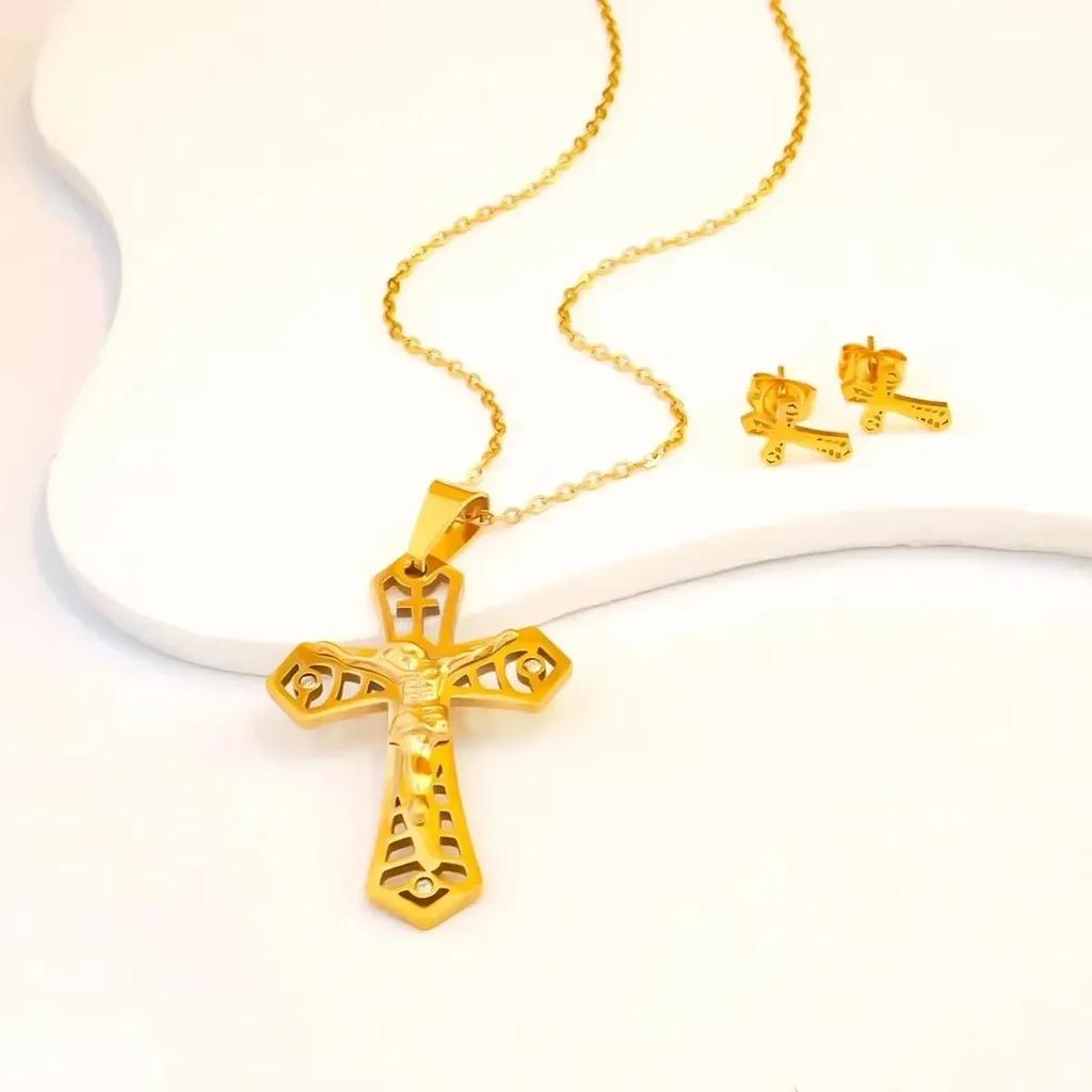 Нержавеющая сталь Христианский крест Иисуса Ожерелье для женщин Мужчин Цепочки Религия Крест Подвески Украшения Молитвенные Подарки