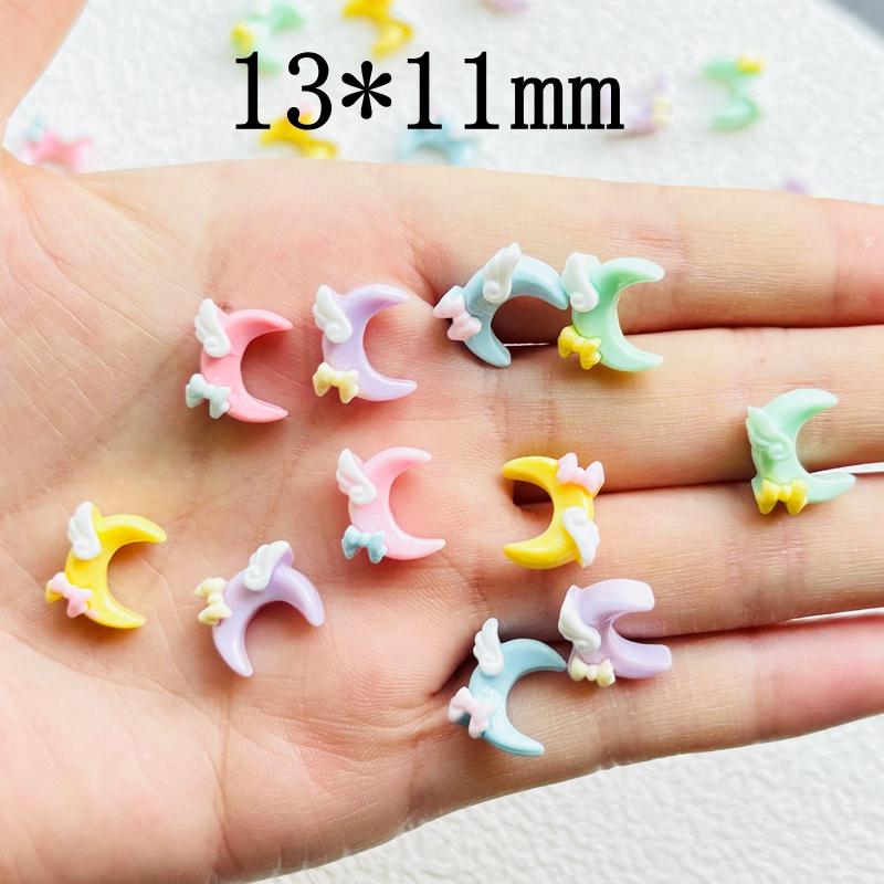 30 Pcs New Cute Mini Resin Cartoon Bow Knot, Moon Series Flatback Ornament Jewelry Making Manicure Hairwear Accessories A96