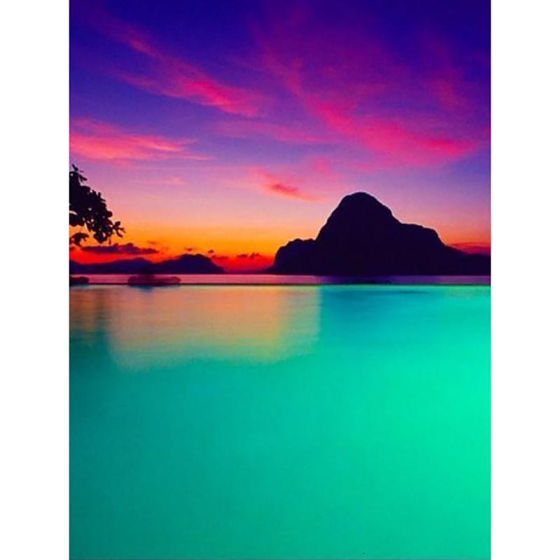 Full Round 5D DIY Diamond Painting Sunset Landscape Sea View Cross Stitch Kits Mosaic Rhinestone Embroidery Home Decor