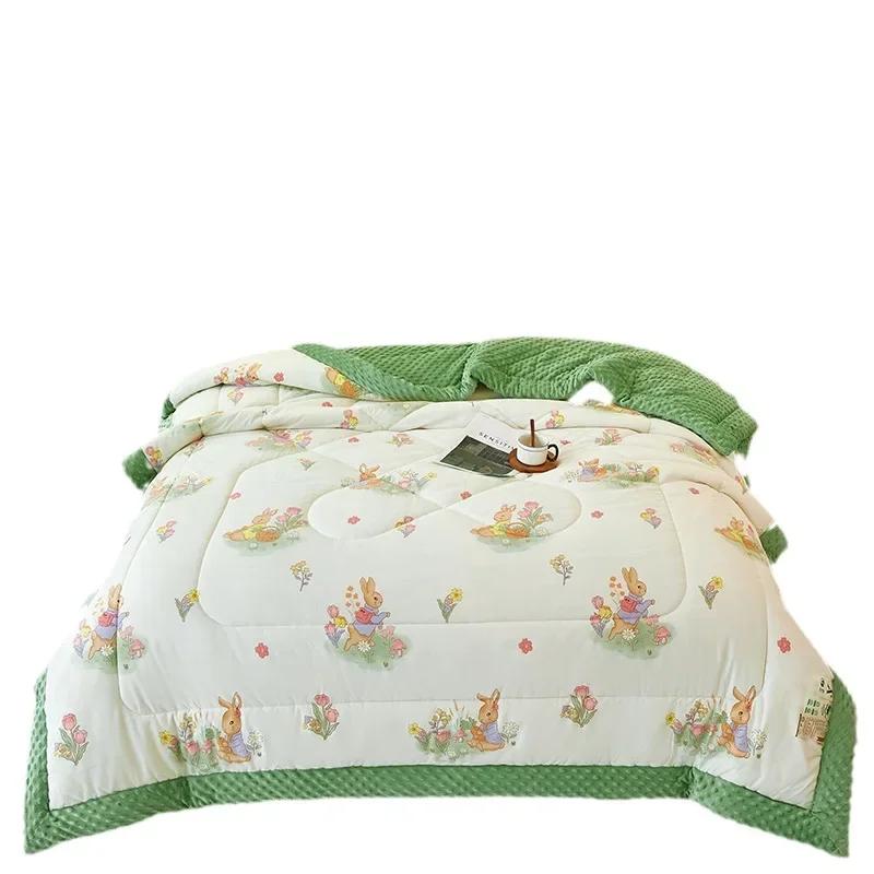 2023 New Doudou Rong Quilt Winter Thickened Children's Dormitory Single Double Quilt Core Double Sided Dual Use Winter Quilt