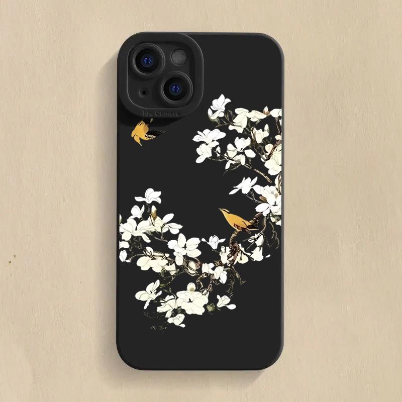 Flower And Bird Chinese Style Case For Mi 15 14T 13T 12T Pro 14 13 12 11 Lite 5G NE Poco F6 F5 X5 M6 X7 Pro 4G Soft Cover