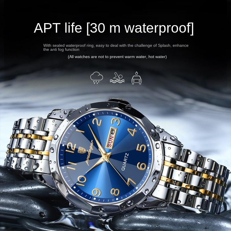 Топ Бренд Мужские Часы Мода Роскошь Водонепроницаемые Двойной Календарь Новые Кварцевые Светящиеся Наручные Часы