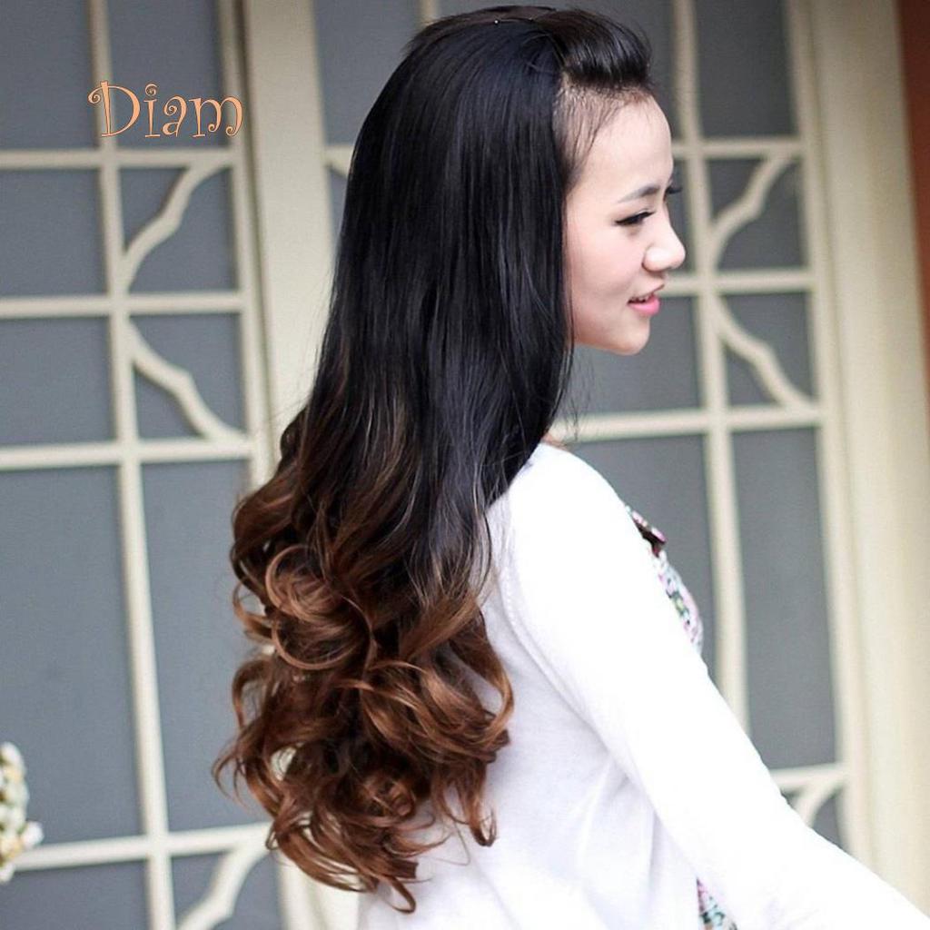 Tenfyer Женский Длинный Кудрявый Волнистый Градиентный Цвет Омбре Три Четверти Полный Парик Волос