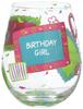 Designs by Lolita "Birthday Girl" Hand-Painted Artisan Stemless Wine Glass, 20 Oz.