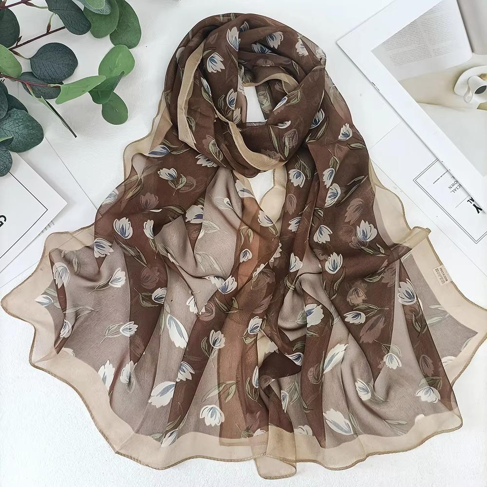 1Pcs Chiffon Georgette Silk Scarf Elegant Bandana Scarf Durable Headband Shawl Summer Beach