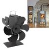 6 Blade Stove Fan Black Self Starting High Temperature Resistant Heat Powered Stove Fan for Home